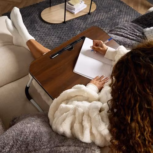 OHS Brown Foldable Wooden Laptop Tray and Bed Table, W/D/H: 60 x 35 x 26 cm – 3