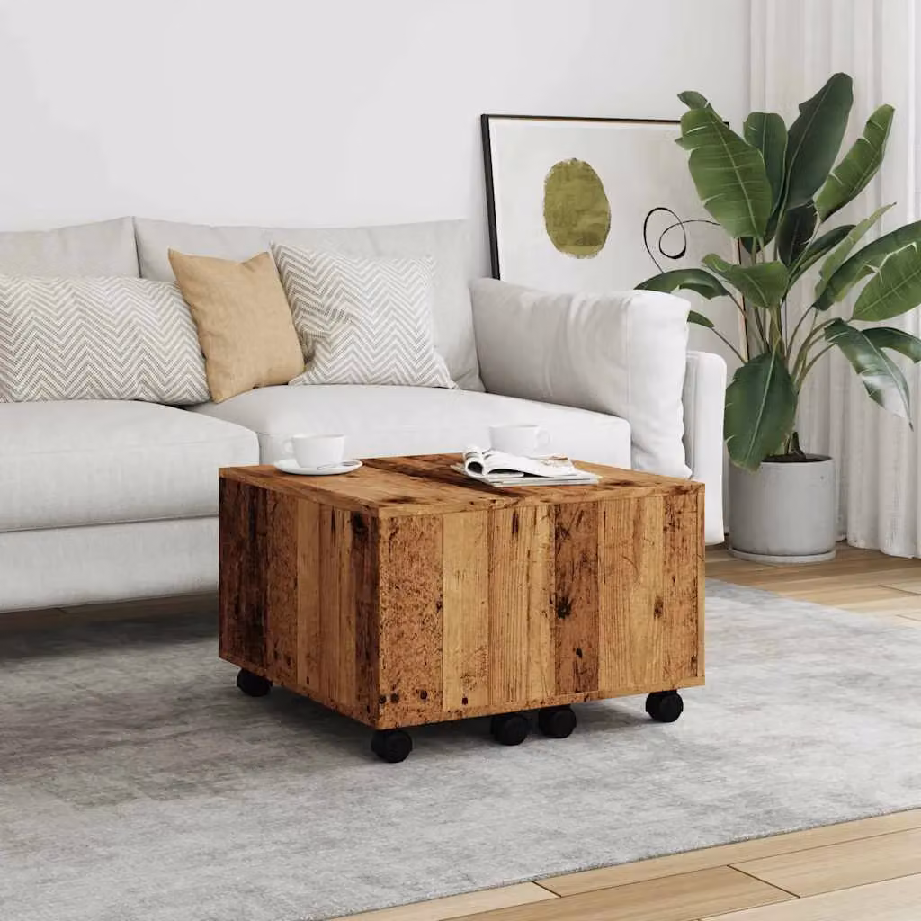 Berkfield Home Rustic Brown Square Coffee Table in Engineered Wood, W/D/H: 60 x 60 x 38 cm – 3