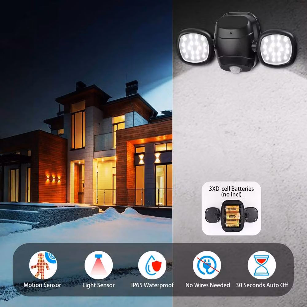 VOGREX 600LM Black Outdoor Security Wall Floodlight with PIR Motion Sensor – 4