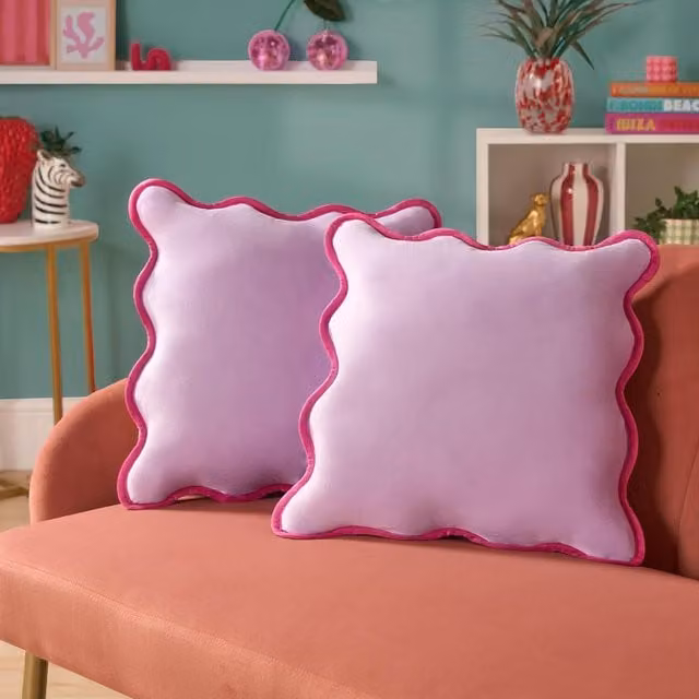 OHS Pack of 2 Square Velvet Cushion Covers in Purple