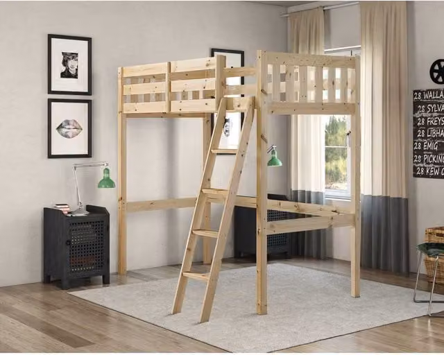 Strictly Beds and Bunks Goodwood Natural Pine Single High Sleeper Loft Bunk Bed