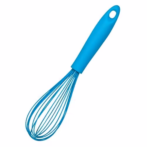 Premier Housewares Silicone Kitchen Whisk, Blue, Heat Resistant and Non-Scratch with Hanging Loop – 1