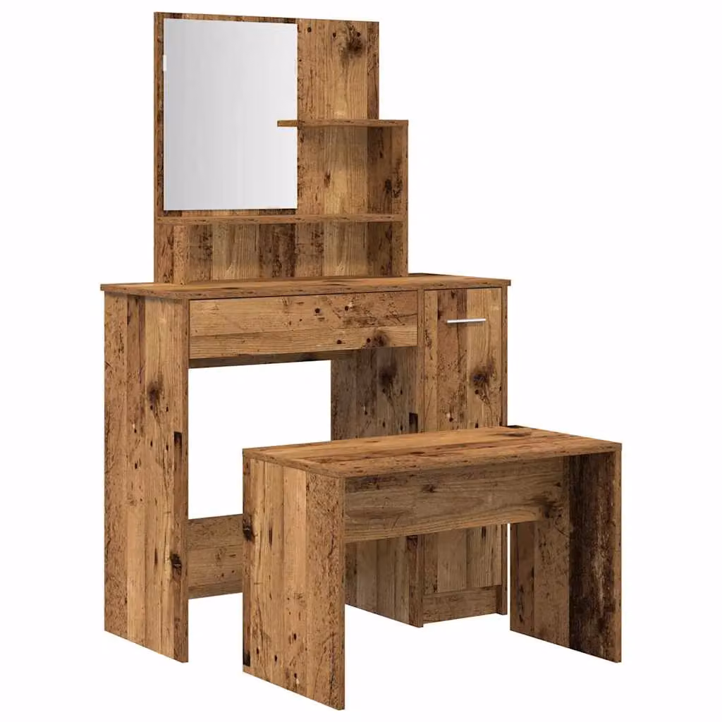 Berkfield Home Rustic Dressing Table Set in Brown Engineered Wood – 2