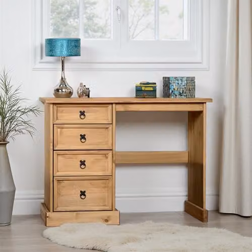 Seconique Corona 4 Drawer Dressing Table in Waxed Pine, W/D/H: 104.5 x 48.5 x 78.5 cm – 2