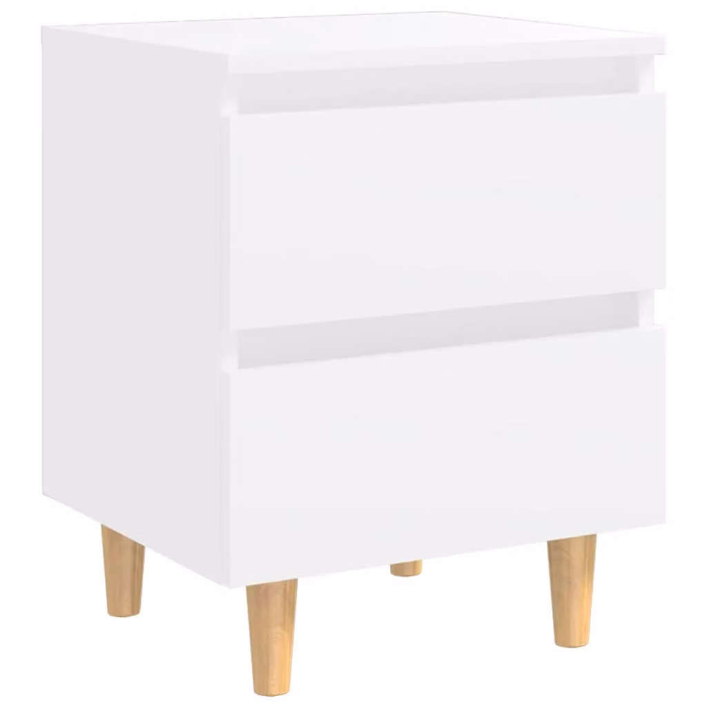 Berkfield Home Bed Cabinet in White with Solid Pinewood Legs, W: 40 cm, D: 35 cm, H: 50 cm – 2
