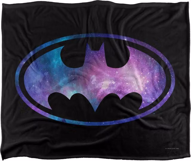 DC Comics Batman Galaxy Signal Fleece Blanket, White and Multicolour, W: 152 cm, D: 127 cm
