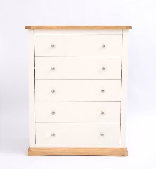 Cabinet Bits Trevi 5 Drawer Chest of Drawers in White, W: 90 cm, H: 115 cm