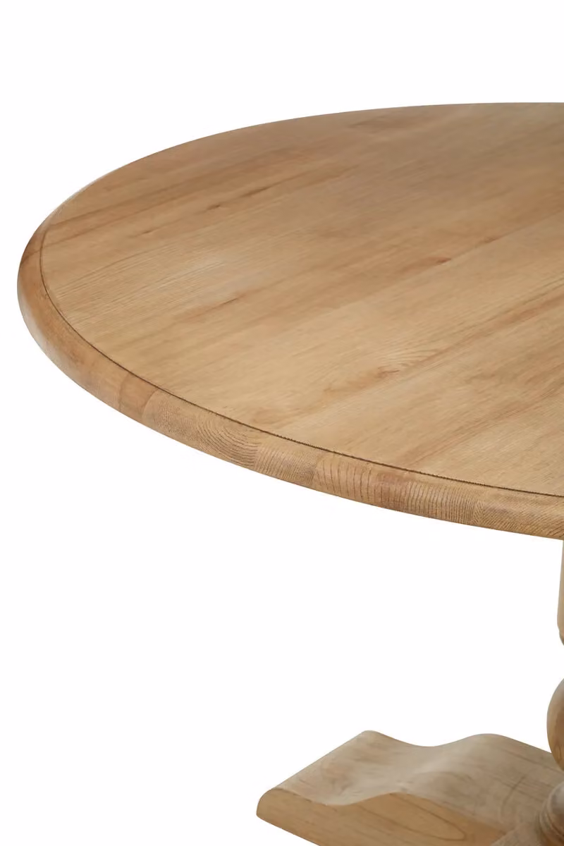 Orsina Round Oak Wood Dining Table in Brown and Beige, W: 127.0 cm, D: 127.0 cm, H: 77.0 cm – 3