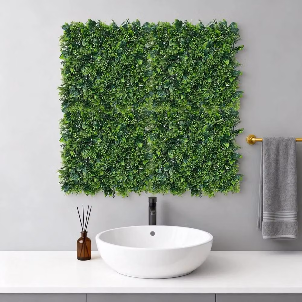 VOGREX 8-Pack Lifelike Artificial Greenery Wall Panels, Green, W/D/H: 50 x 50 x 50 cm – 2