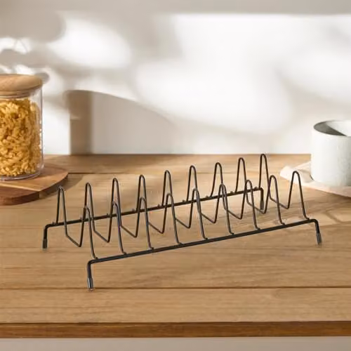 OHS Metal Plate Storage and Dish Drying Rack with Drip Tray in Black – 1