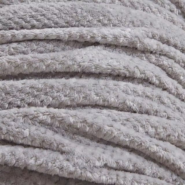 OHS Luxury Waffle Honeycomb Mink Throw in Grey/Silver, W/D/H: 150 x 200 cm – 3