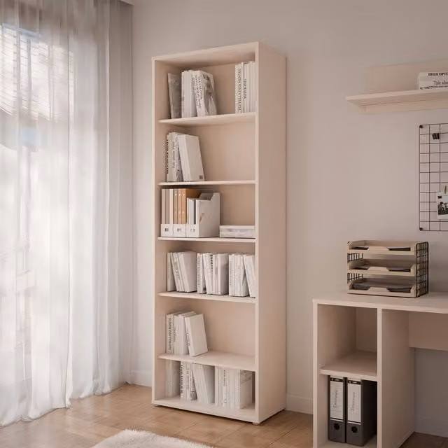 Furniture To Go Alice Springs Tall Wide Bookcase with 5 Shelves in Sand