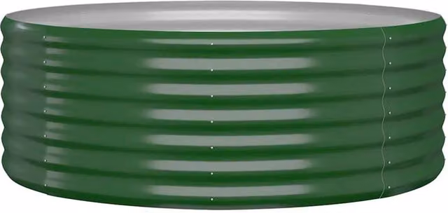 Berkfield Home Garden Green Powder-coated Steel Raised Bed W/D/H: 100 x 100 x 36 cm