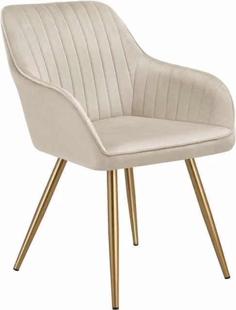tectake Marilyn Modern Velvet Dining Chair in Beige and Gold