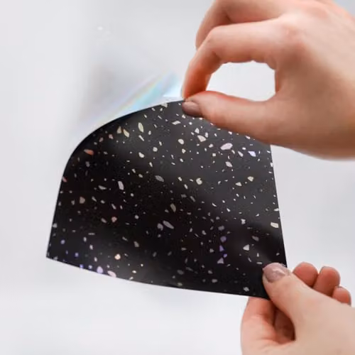 WALPLUS Terrazzo Holographic Glitter Black Self Adhesive Wall Tile Stickers, 24 Pack, W/D/H: 15 x 15 x 0.54 cm – 7
