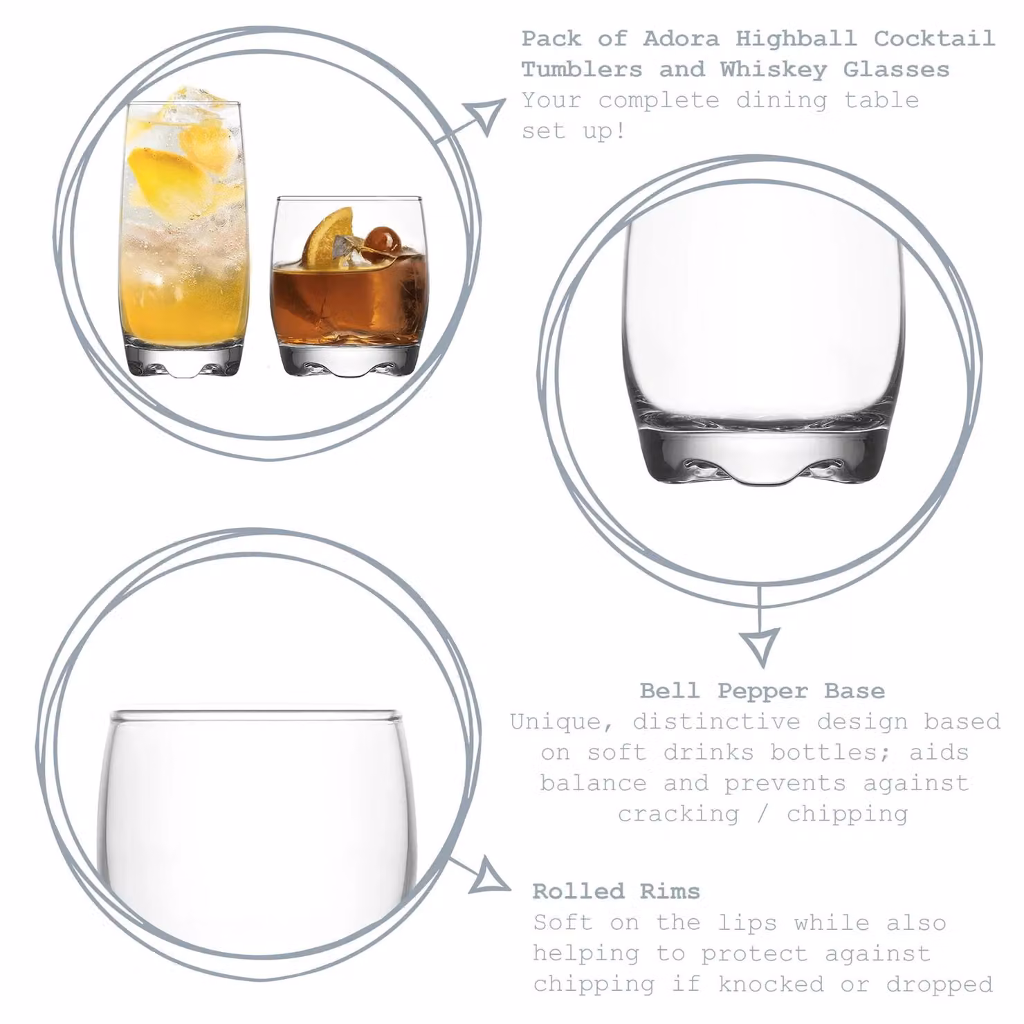 LAV Adora 12 Piece Transparent Glass Tumbler Set – 2
