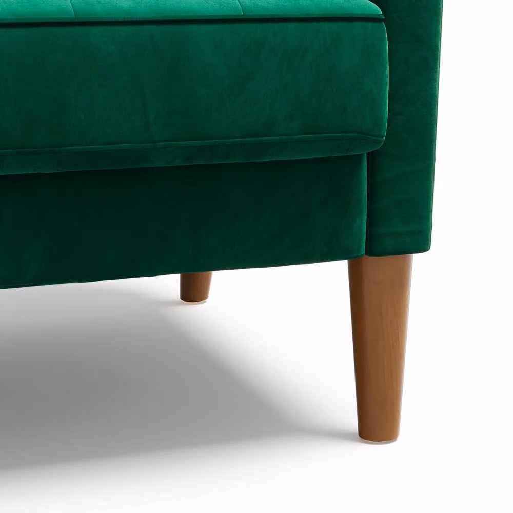 Dprodo Green Velvet Love Seat Couch with 2 Scatter Cushions, Width: 121 cm – 7