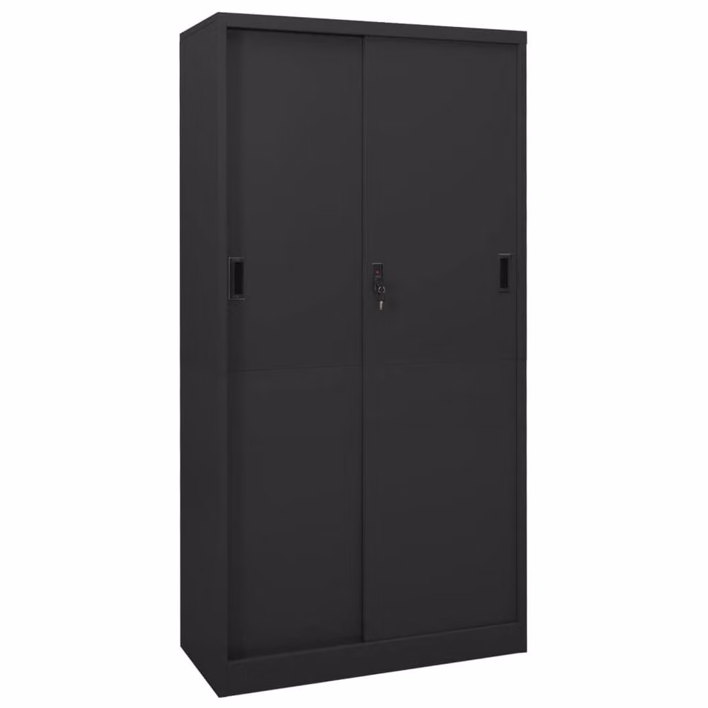 Berkfield Home Office Cabinet with Sliding Doors in Anthracite and Black, W/D/H: 90 x 40 x 180 cm – 2