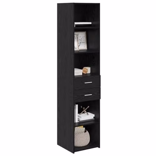 vidaXL Modern Highboard in Black Oak with Hinged Doors and Internal Shelves, W/D/H: 40 x 42.5 x 185 cm – 1