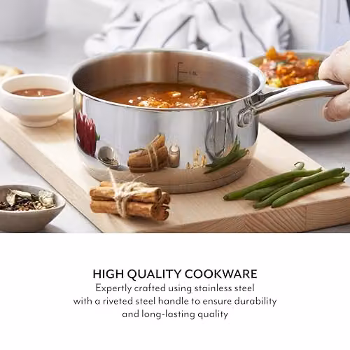 Sur La Table Stainless Steel Saucepan with Lid, Silver, 20 cm – 3