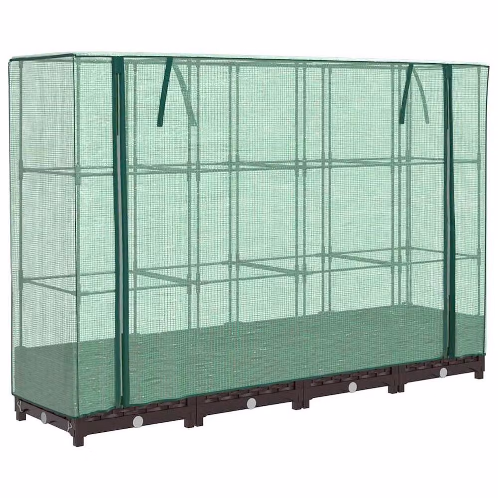 Berkfield Home Raised Bed with Greenhouse Cover in Brown Rattan Look, W/D/H: 160 x 40 x 123 cm – 2