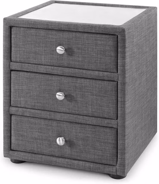 Cheshire Premium Portofino 3 Drawer Slate Linen Bedside Unit in Grey