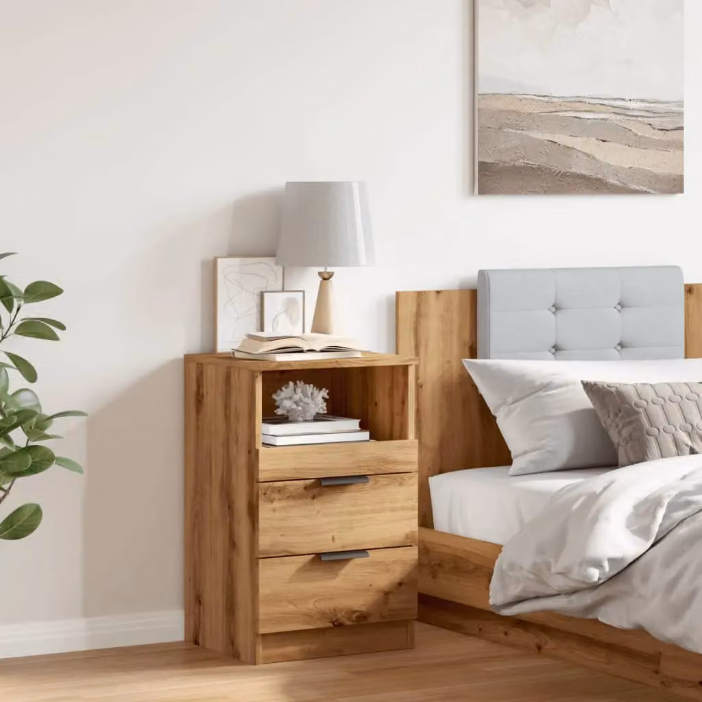 Berkfield Home Artisan Oak Bedside Cabinet, Brown, W/D/H: 40 x 36 x 65 cm – 4