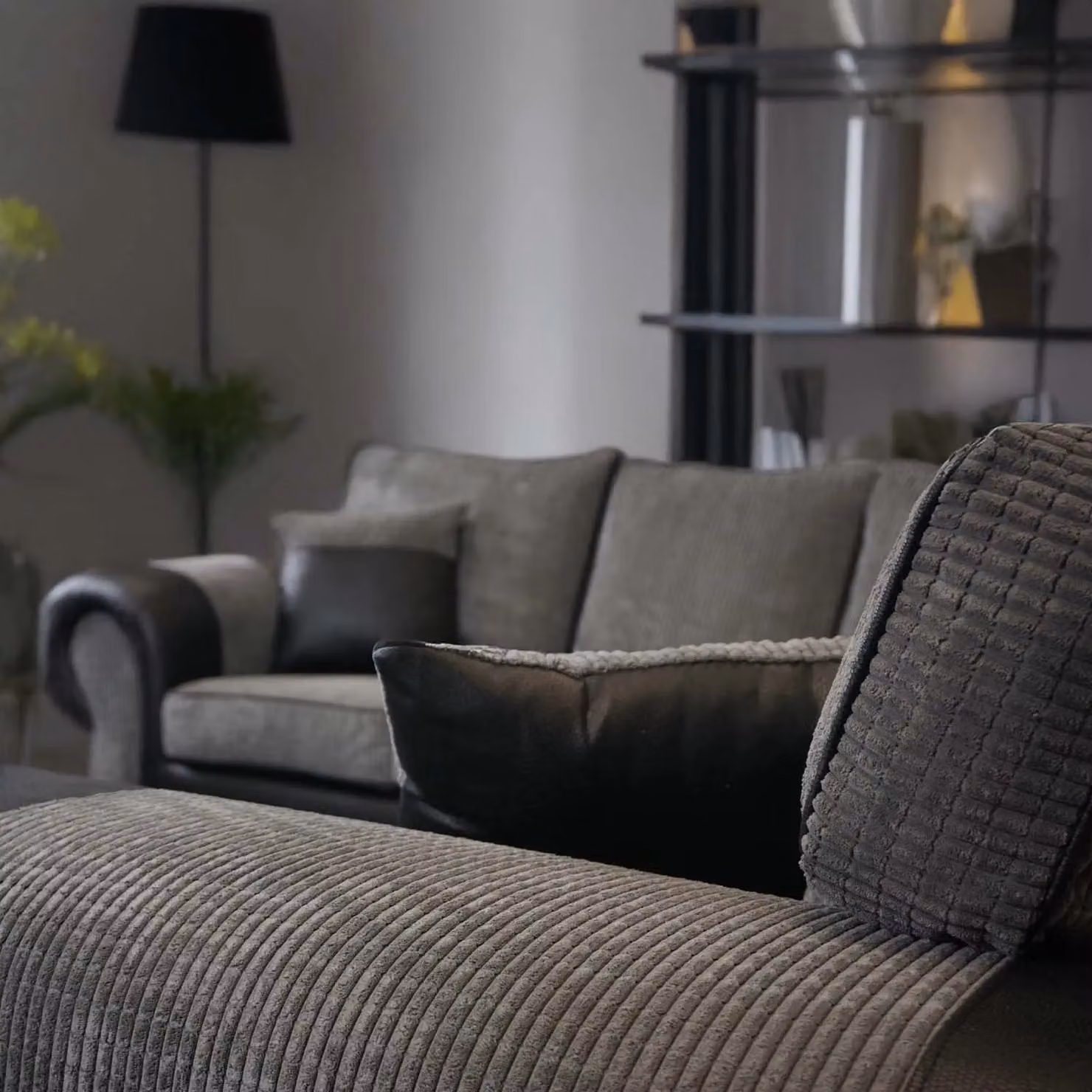 Furnishings For Less UK Portland 5 Seater L Shaped Corner Sofa in Grey Fabric and Synthetic Leather, Right Hand Facing – 2