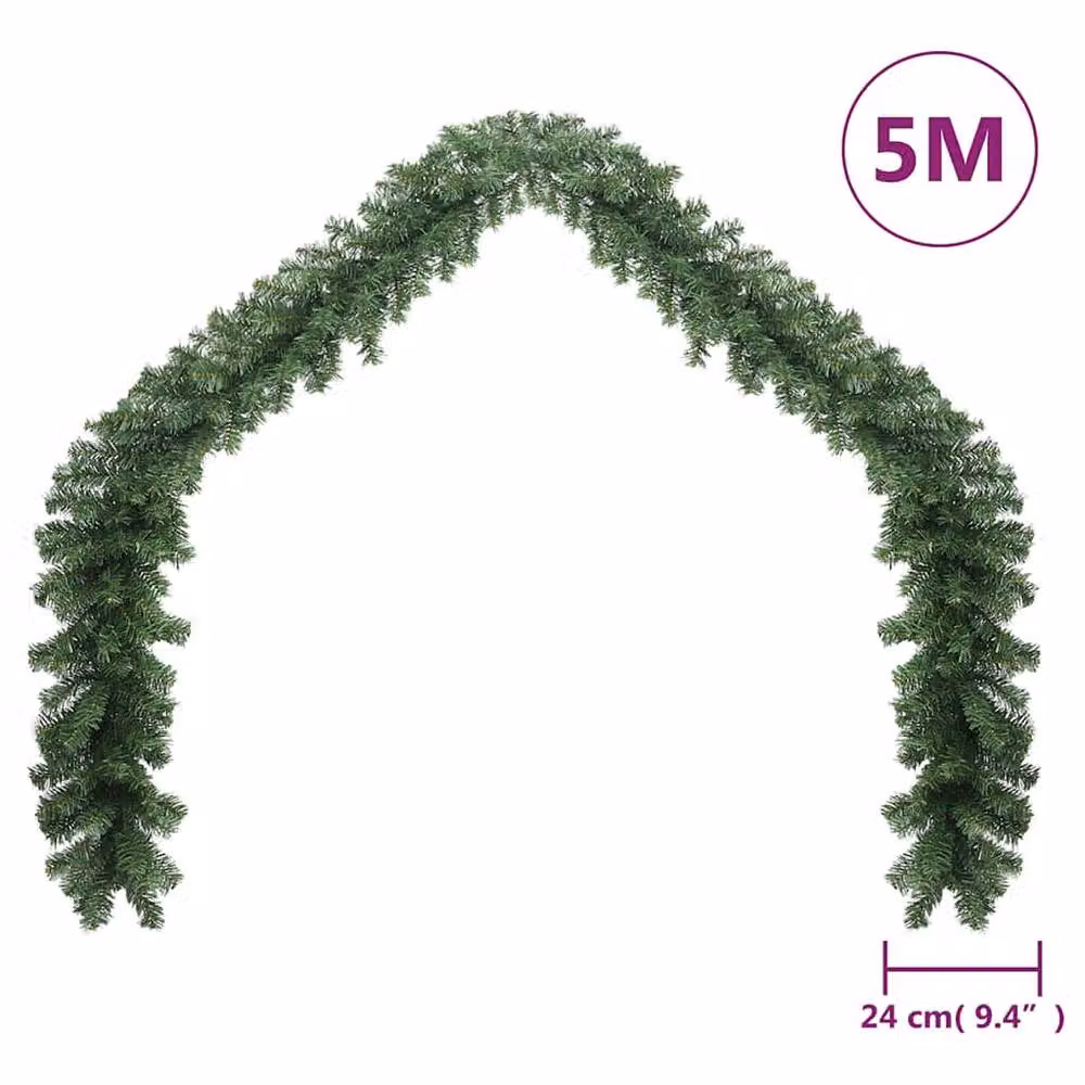 Berkfield Home Christmas Garland with Multicolour RGB LED Lights, Green, 5 m – 5