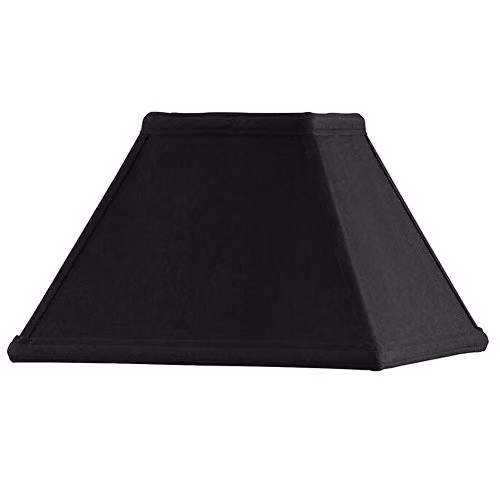 Loops Square Tapered Lamp Shade in Black Faux Silk Fabric with White Interior, H 15 cm x W 23 cm