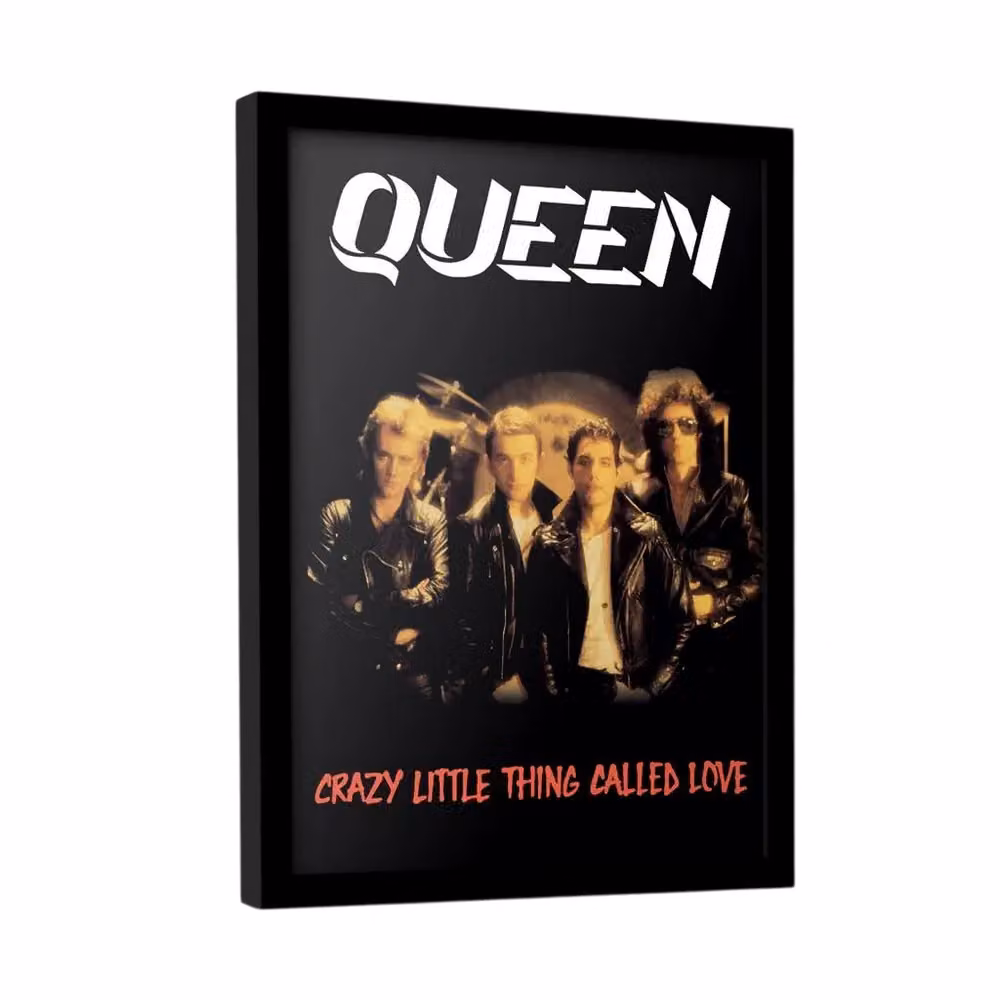 Queen Retro Typography Framed Paper Poster in Black, W: 40 cm, H: 30 cm – 2