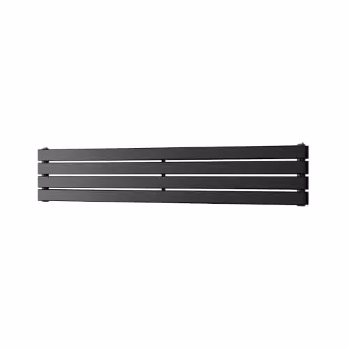 Typhoon Axis Black Flat Tube Horizontal Designer Radiator by UK Radiators, H 27.2 cm x W 140 cm