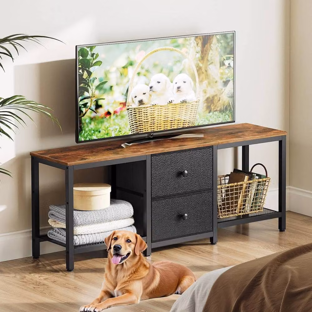 FORGEVIO Rustic Brown TV Cabinet Stand, W/D/H: 120 x 30 x 50 cm – 3
