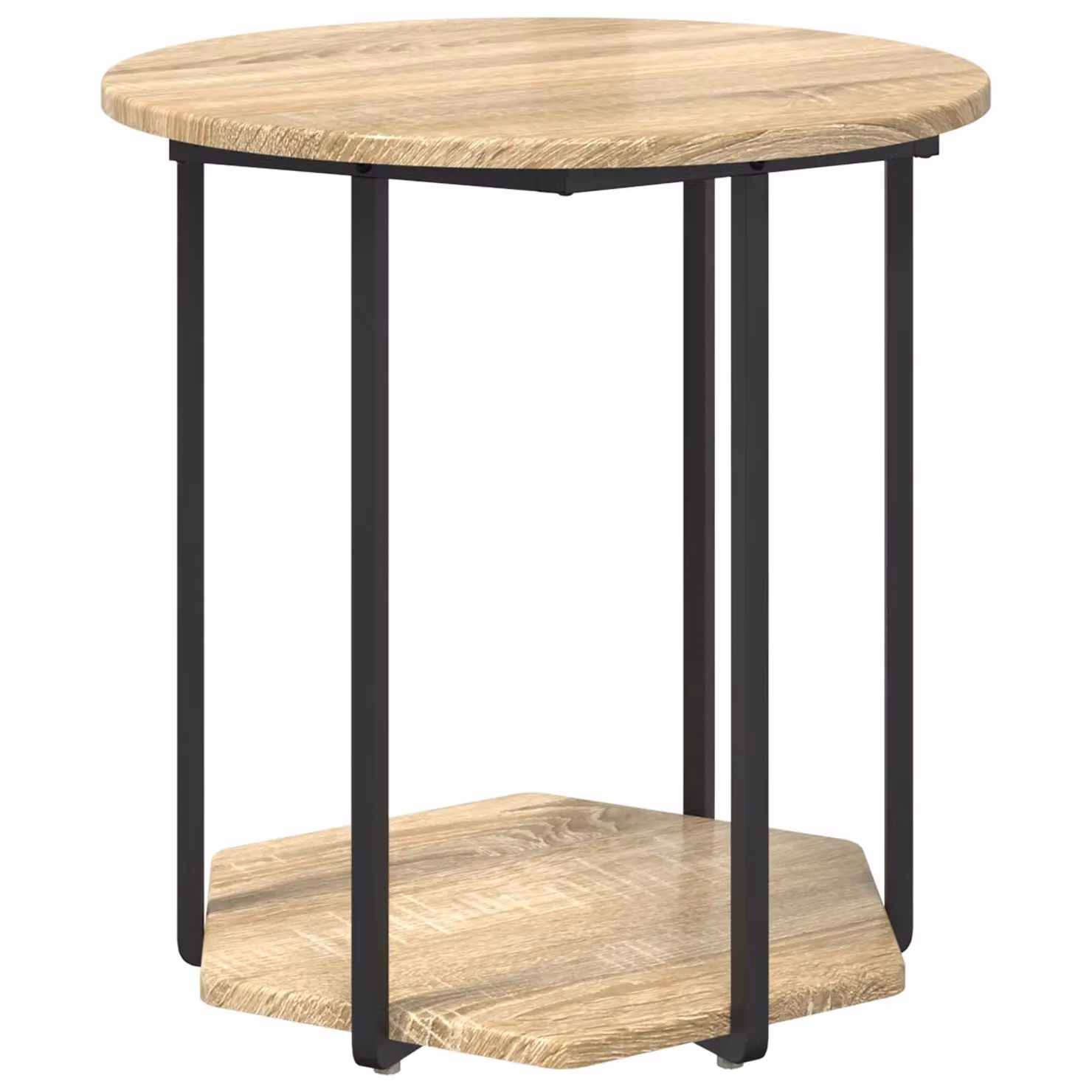 Berkfield Home Set of 2 Round Nested Side Tables in Beige Sonoma Oak and Metal – 3