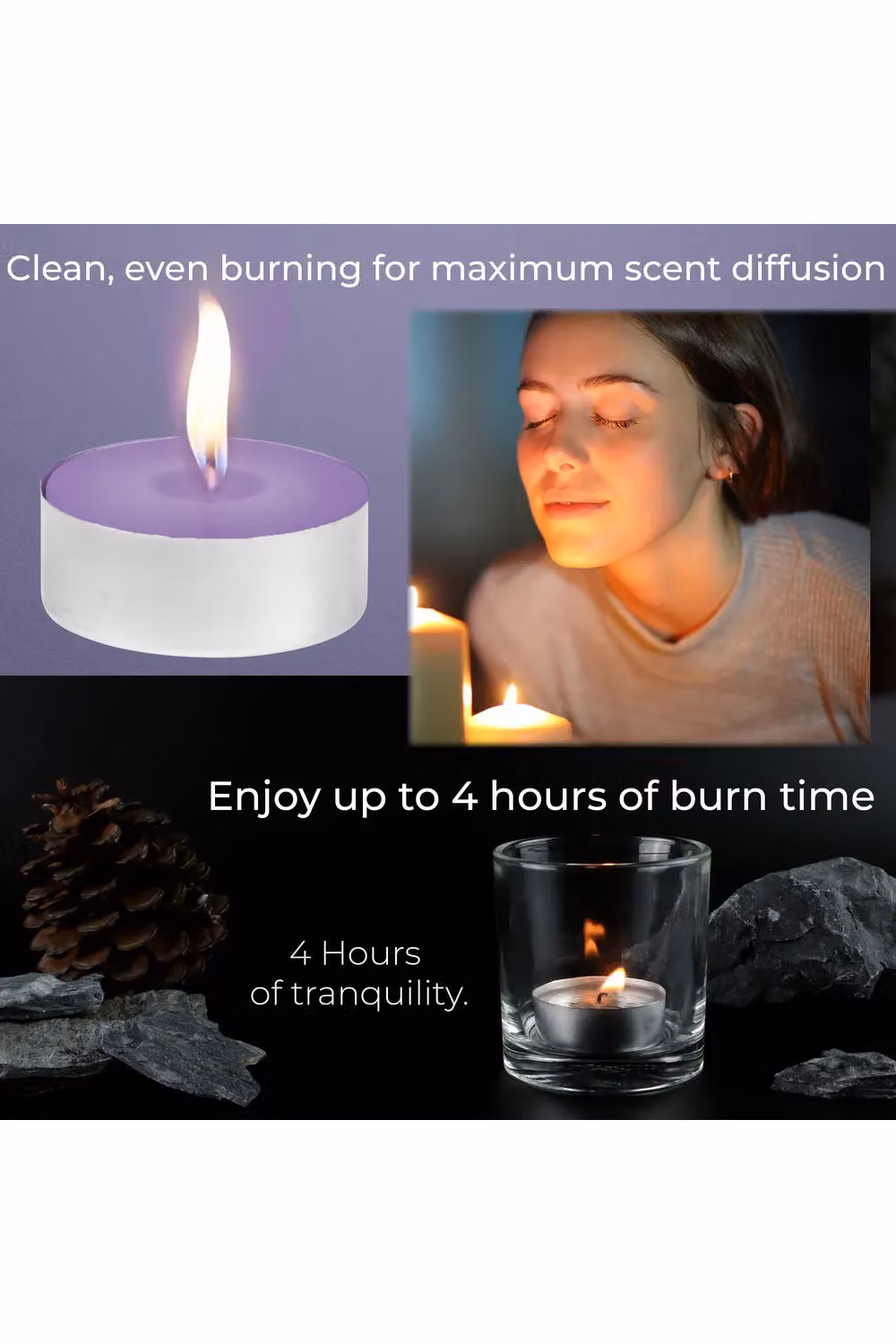 Deco Express Black Cherry Scented Tealight Candles, Purple – 6