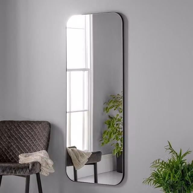 Yearn Mirrors Large Full Length Radius Corner Mirror in Black, W/H: 60 x 150 cm – 1