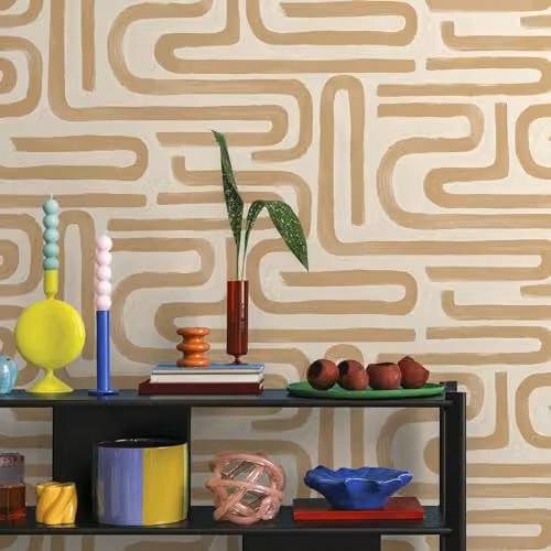 Holden Decor Brushed Geo Orange Geometric Style Wallpaper – 2