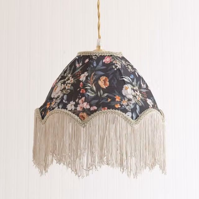 ValueLights Vintage Fabric Dome Ceiling Canopy Pendant Light in Multicolour, Grey and Yellow