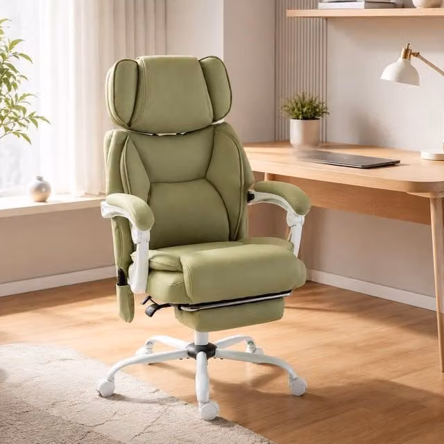 STILVORA Green Executive Massage Office Chair with Heat, Recline, Footrest and Headrest