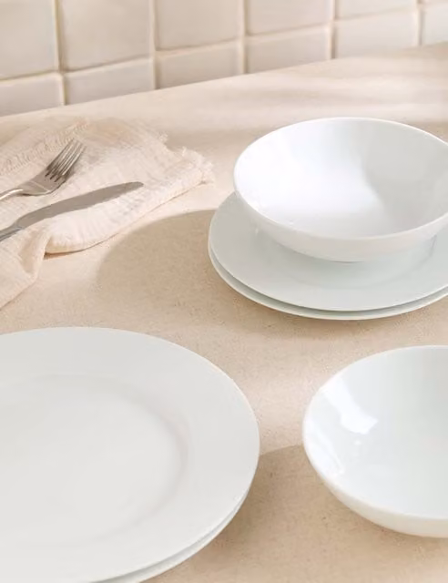 M&S 12 Piece Maxim White Porcelain Dinner Set