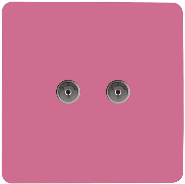 Trendi Switch 2 Gang Flush Co-Axial Television Socket in Pink