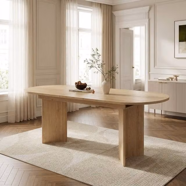 STILVORA Extendable Oval Dining Table with Sliding Leaf in Light Oak – 1