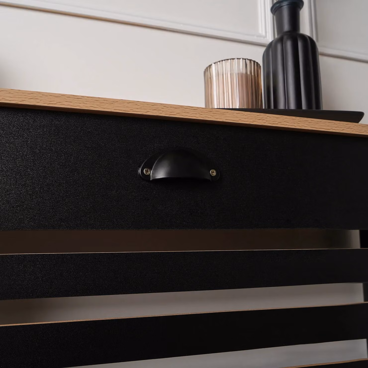 OHS Wood Effect Radiator Cover Sideboard Shelf in Black – 2