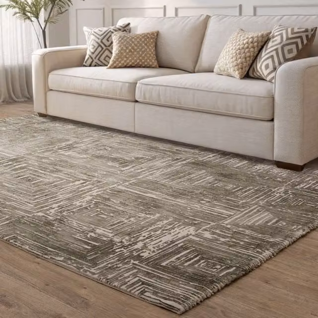The Rug Shop UK Green Modern Striped Machine Woven Area Rug W: 200 cm, L: 290 cm – 1