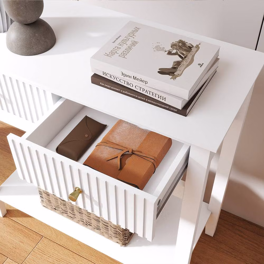 Melody Maison Hales White 2 Drawer Console Dressing Table – 2