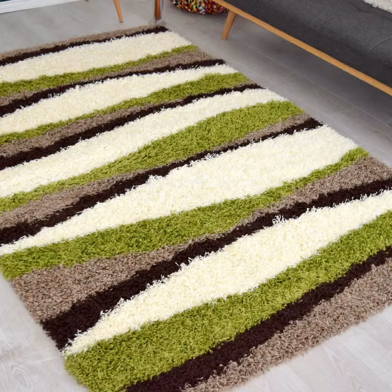 Bravich LTD California Thick Shaggy Waves Rug in Green and Multicolour, W: 80 cm, L: 150 cm – 2