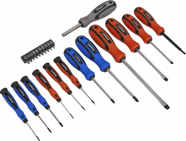 Loops 23 Piece Premium Soft Grip Screwdriver Set with Storage Case in Multicolour, Slotted, Phillips and POZI, Chrome Vanadium – 1