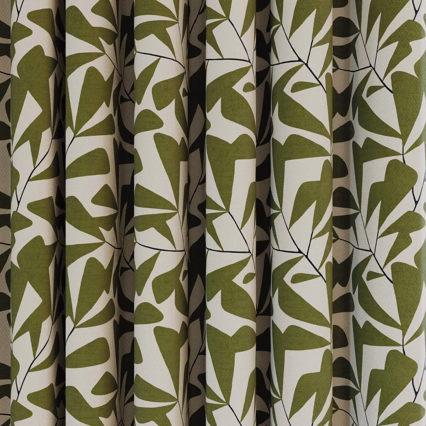 Helena Springfield Simply Scandi Leni Lined Floral Curtains, Green, W: 228.6 cm, H: 182.88 cm – 2