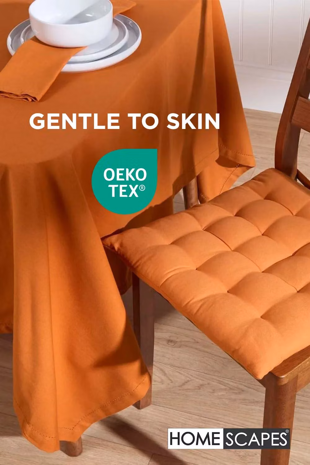Homescapes 6 Pack Luxury Cotton Seat Pads in Orange, W/D/H: 40 x 40 x 40 cm – 3