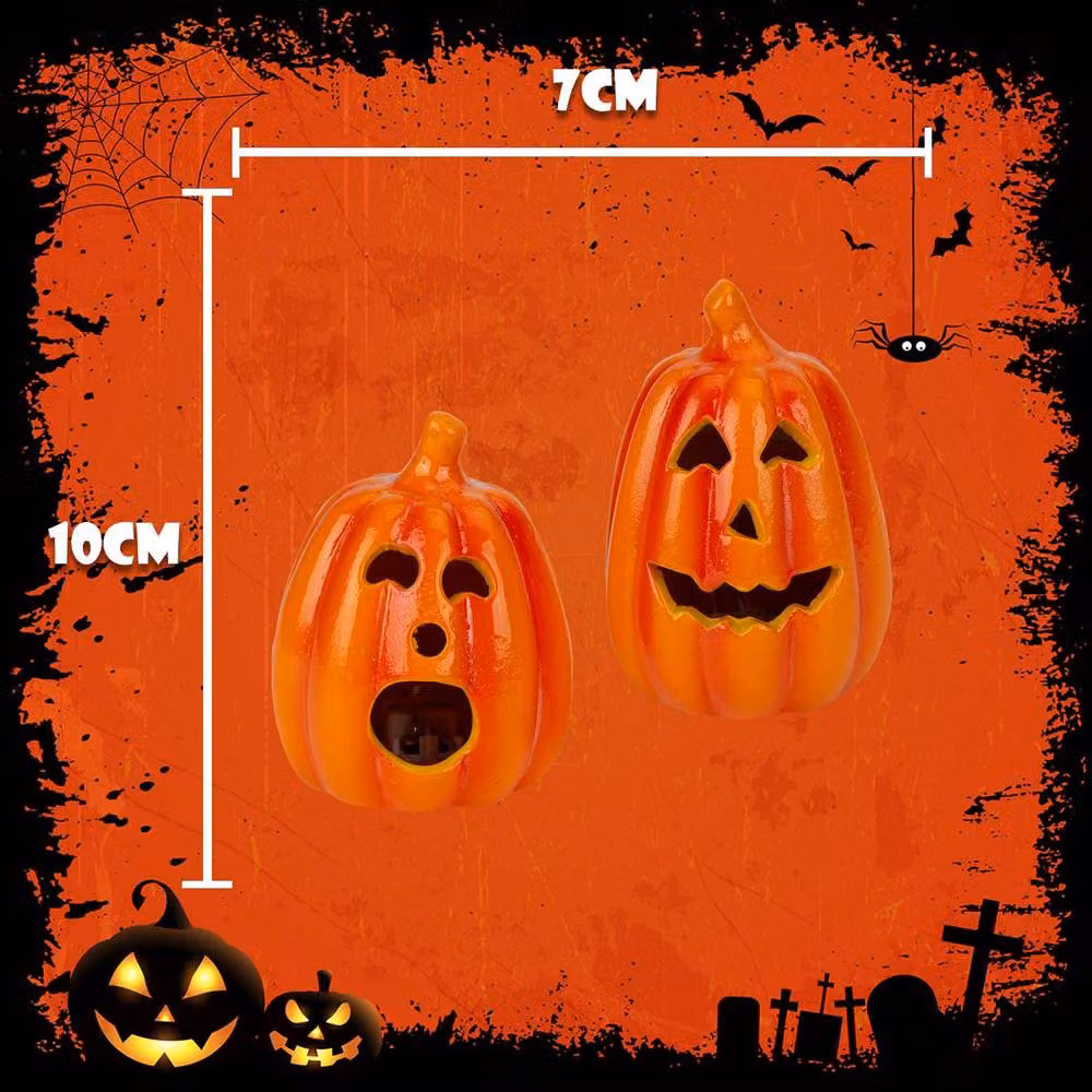 VFM e-Store Halloween LED Pumpkin Tabletop Decorations, 2 Pack, Orange and Multicolour – 2